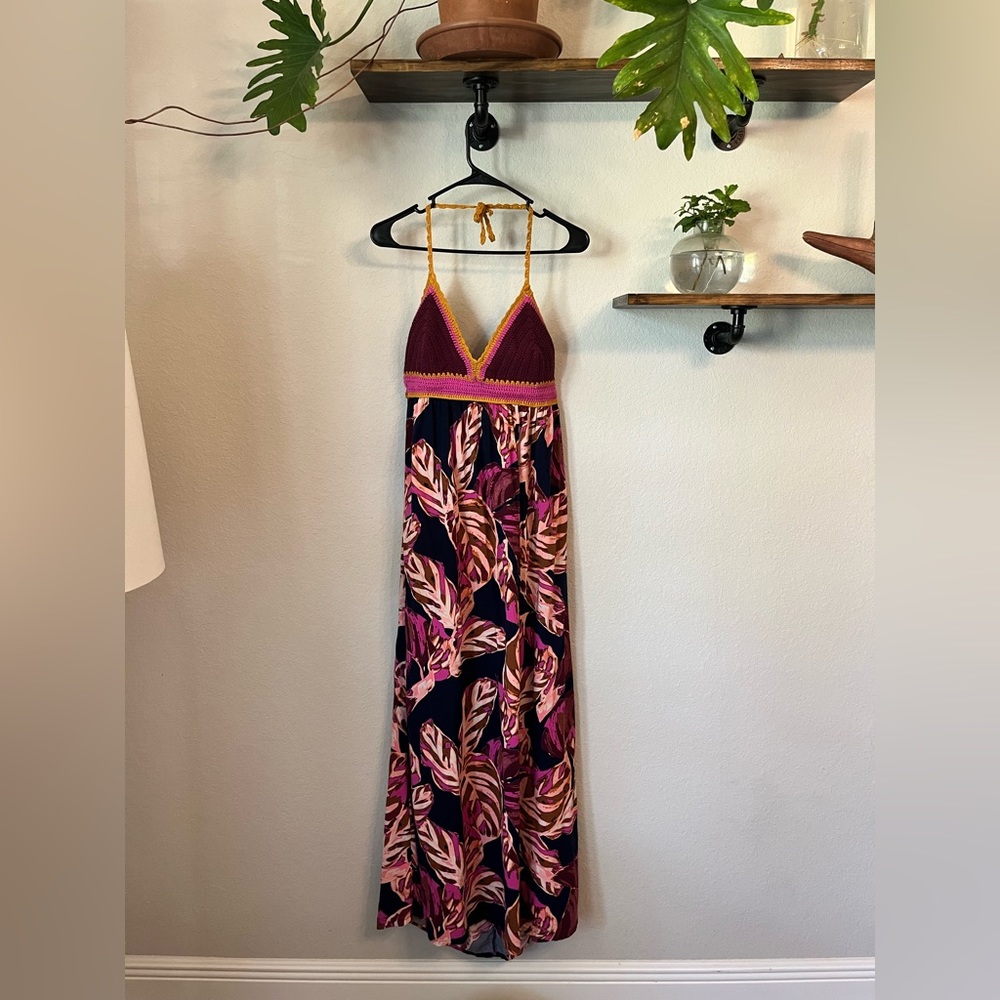 Crochet halter top maxi dress.
